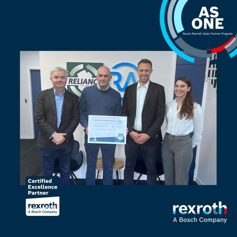 Reliance Automation team receiving the Bosch Rexroth Certified Excellence Partner certificate